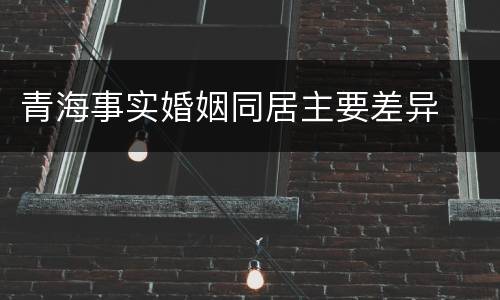 青海事实婚姻同居主要差异