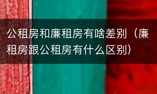公租房和廉租房有啥差别（廉租房跟公租房有什么区别）
