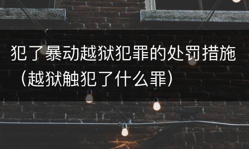 犯了暴动越狱犯罪的处罚措施（越狱触犯了什么罪）