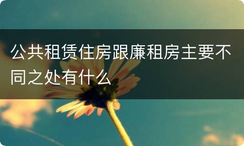 公共租赁住房跟廉租房主要不同之处有什么