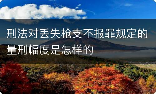刑法对丢失枪支不报罪规定的量刑幅度是怎样的
