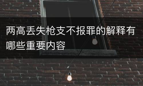 两高丢失枪支不报罪的解释有哪些重要内容