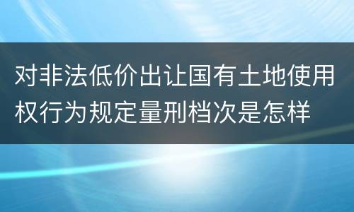 对非法低价出让国有土地使用权行为规定量刑档次是怎样