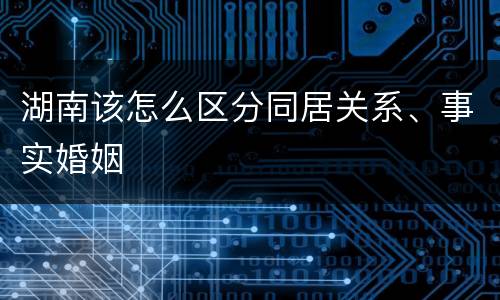 湖南该怎么区分同居关系、事实婚姻