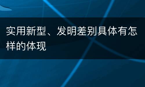 实用新型、发明差别具体有怎样的体现