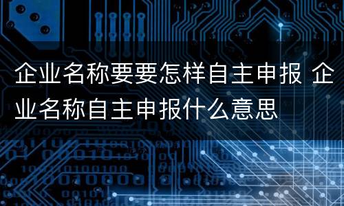企业名称要要怎样自主申报 企业名称自主申报什么意思