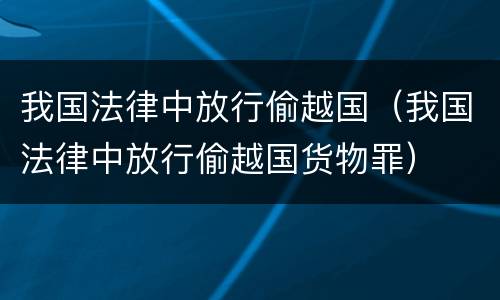 我国法律中放行偷越国（我国法律中放行偷越国货物罪）