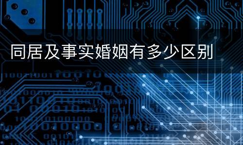 同居及事实婚姻有多少区别