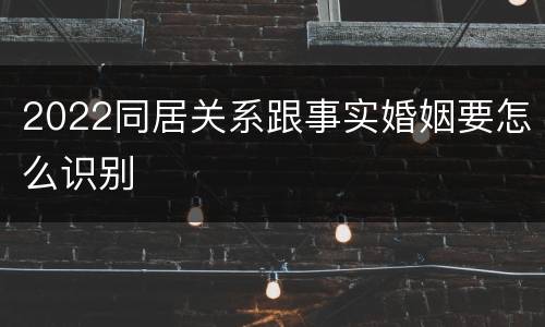 2022同居关系跟事实婚姻要怎么识别