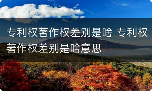 专利权著作权差别是啥 专利权著作权差别是啥意思