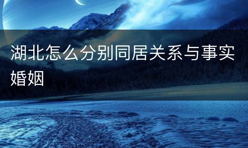 湖北怎么分别同居关系与事实婚姻