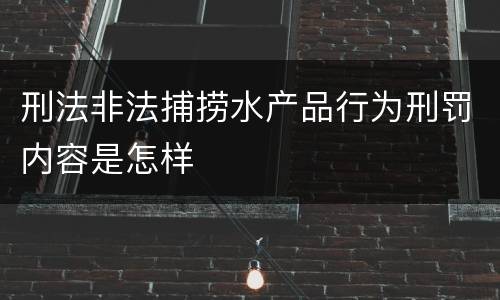刑法非法捕捞水产品行为刑罚内容是怎样
