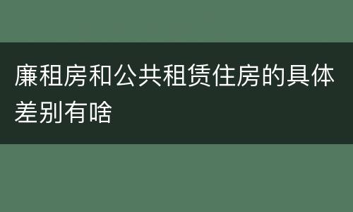 廉租房和公共租赁住房的具体差别有啥