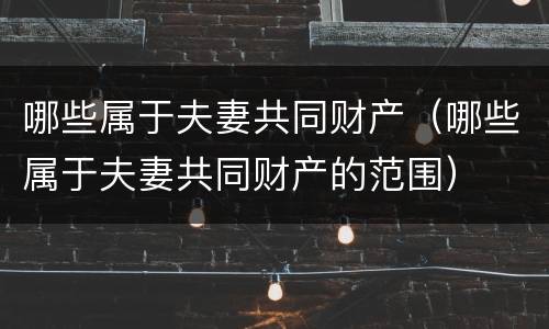 哪些属于夫妻共同财产（哪些属于夫妻共同财产的范围）