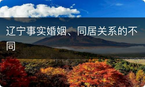 辽宁事实婚姻、同居关系的不同