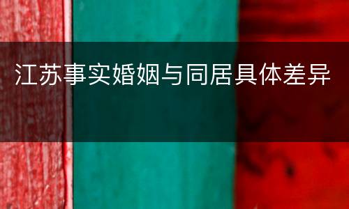 江苏事实婚姻与同居具体差异