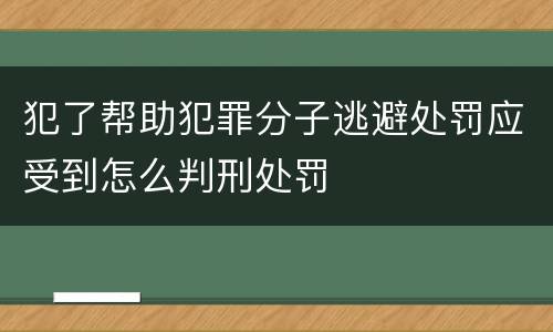 犯了帮助犯罪分子逃避处罚应受到怎么判刑处罚