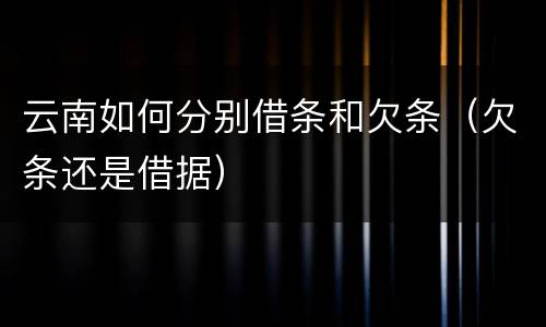云南如何分别借条和欠条（欠条还是借据）