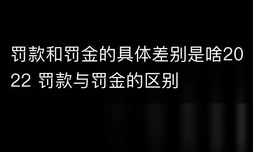 罚款和罚金的具体差别是啥2022 罚款与罚金的区别