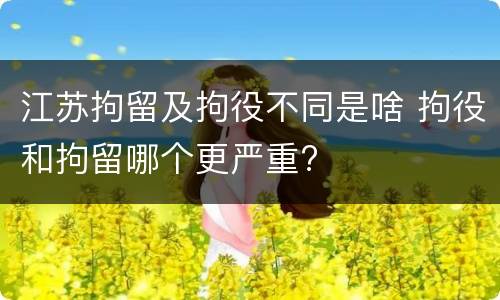 江苏拘留及拘役不同是啥 拘役和拘留哪个更严重?