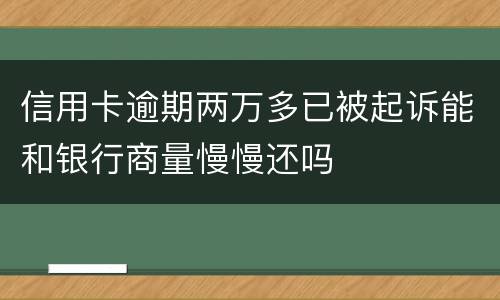信用卡逾期两万多已被起诉能和银行商量慢慢还吗