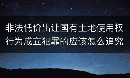 非法低价出让国有土地使用权行为成立犯罪的应该怎么追究法律责任
