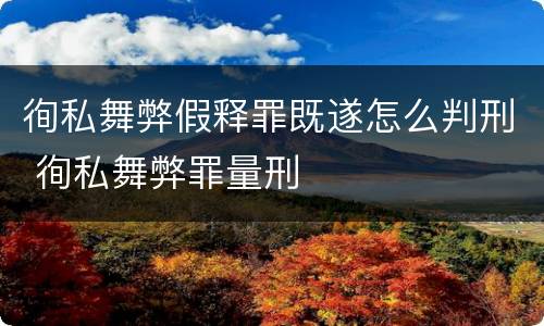 徇私舞弊假释罪既遂怎么判刑 徇私舞弊罪量刑
