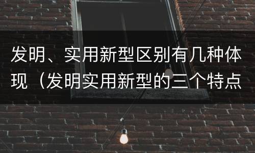发明、实用新型区别有几种体现（发明实用新型的三个特点）