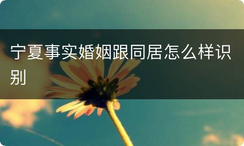 宁夏事实婚姻跟同居怎么样识别