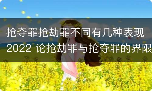 抢夺罪抢劫罪不同有几种表现2022 论抢劫罪与抢夺罪的界限