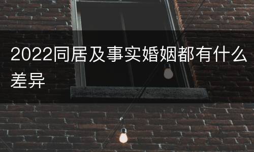 2022同居及事实婚姻都有什么差异
