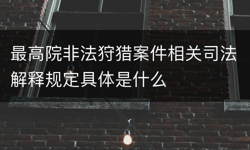 最高院非法狩猎案件相关司法解释规定具体是什么