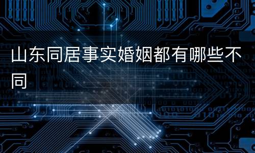 山东同居事实婚姻都有哪些不同
