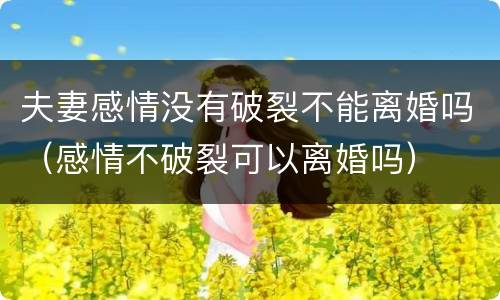 夫妻感情没有破裂不能离婚吗（感情不破裂可以离婚吗）