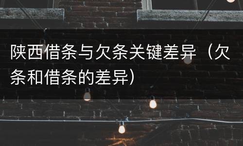 陕西借条与欠条关键差异（欠条和借条的差异）