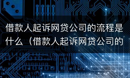 借款人起诉网贷公司的流程是什么（借款人起诉网贷公司的流程是什么呢）