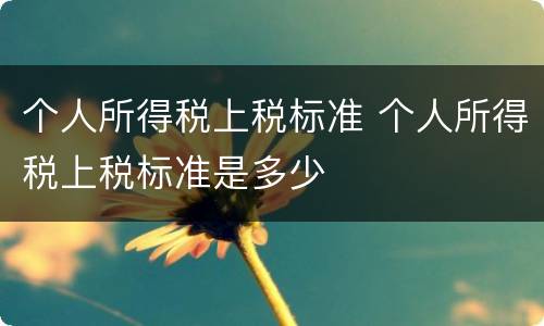 个人所得税上税标准 个人所得税上税标准是多少