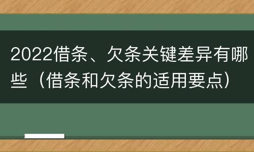 2022借条、欠条关键差异有哪些（借条和欠条的适用要点）