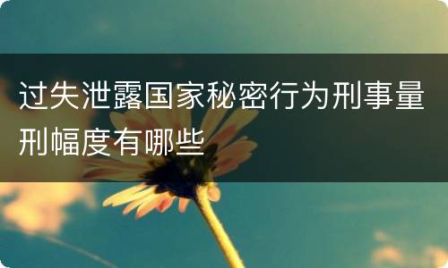 过失泄露国家秘密行为刑事量刑幅度有哪些