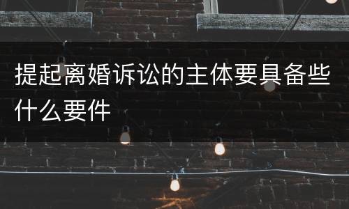 提起离婚诉讼的主体要具备些什么要件