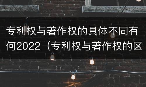 专利权与著作权的具体不同有何2022（专利权与著作权的区别与联系）