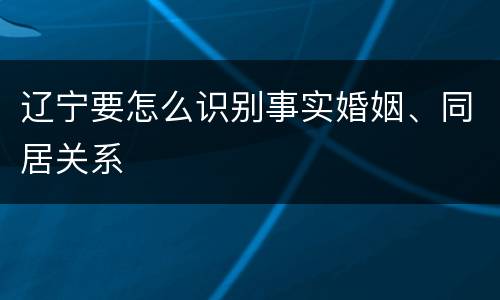 辽宁要怎么识别事实婚姻、同居关系