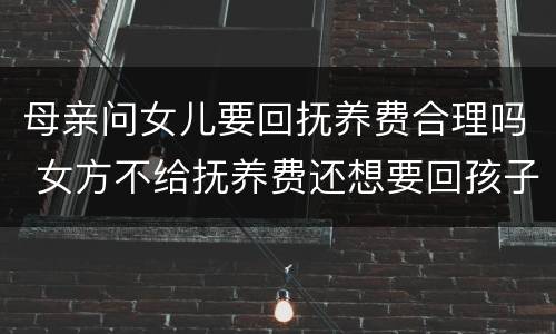 母亲问女儿要回抚养费合理吗 女方不给抚养费还想要回孩子