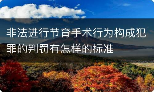 非法进行节育手术行为构成犯罪的判罚有怎样的标准