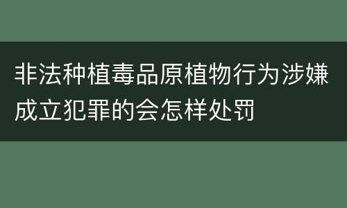 非法种植毒品原植物行为涉嫌成立犯罪的会怎样处罚