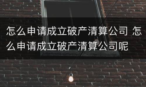 怎么申请成立破产清算公司 怎么申请成立破产清算公司呢