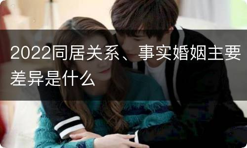 2022同居关系、事实婚姻主要差异是什么