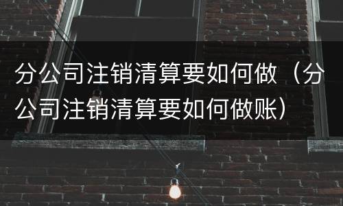 分公司注销清算要如何做（分公司注销清算要如何做账）