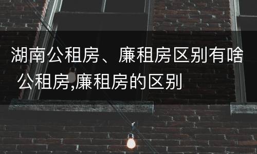 湖南公租房、廉租房区别有啥 公租房,廉租房的区别