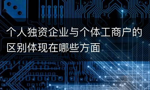 个人独资企业与个体工商户的区别体现在哪些方面